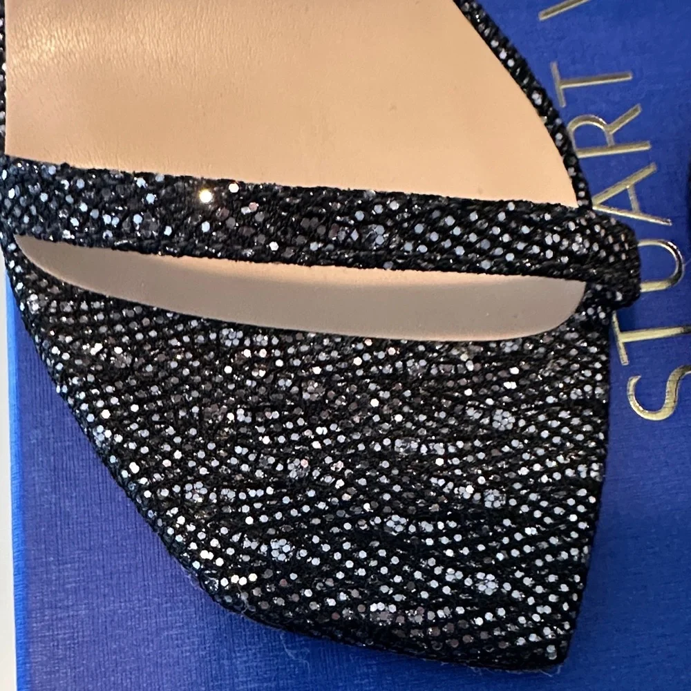 NWT Stuart Weitzman Amelina Gunmetal Glitter Heels - Picture 6 of 11